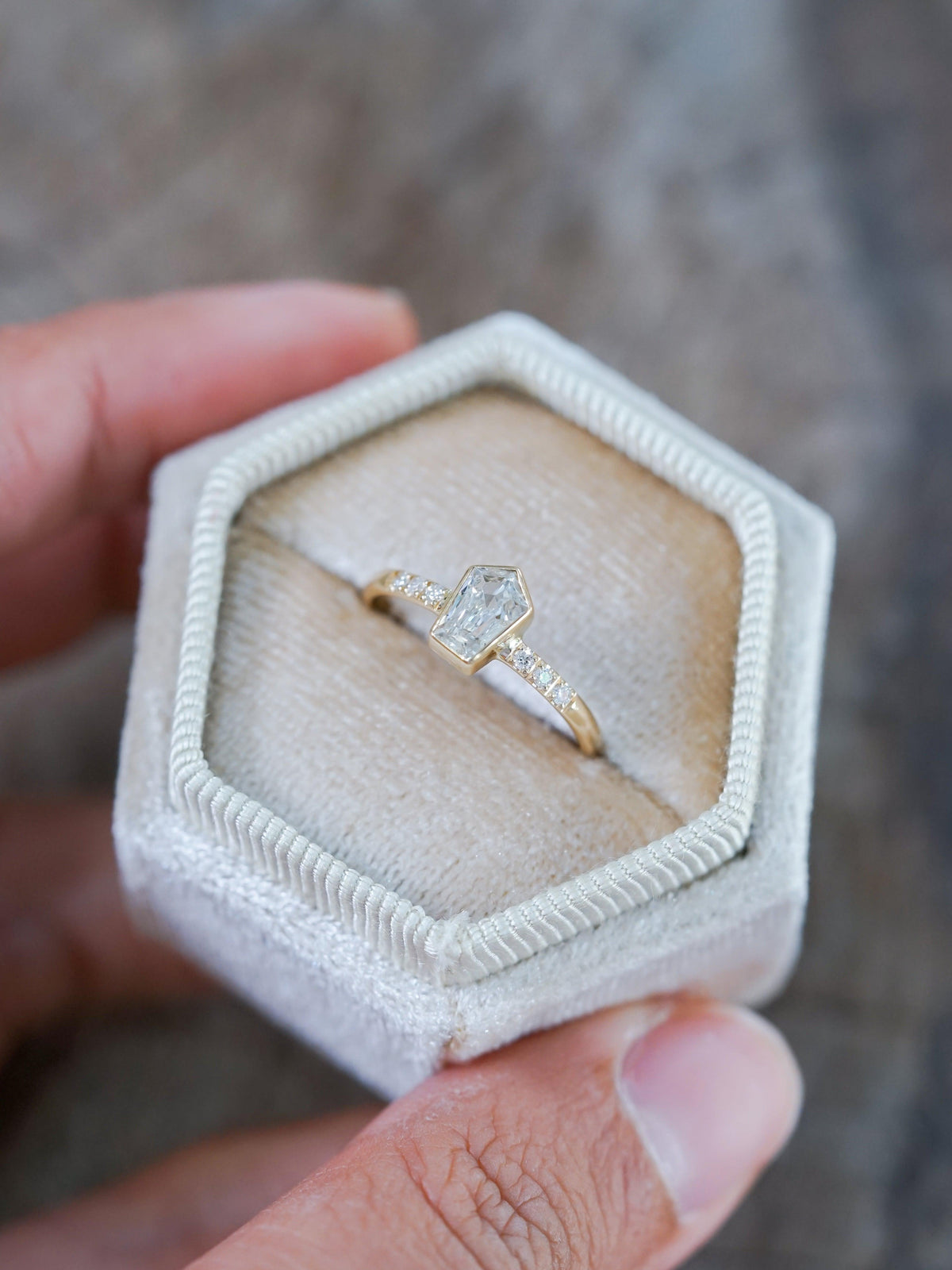 Borneo Pentagon Diamond Ring in Yellow Gold - Gardens of the Sun | Ethical Jewelry