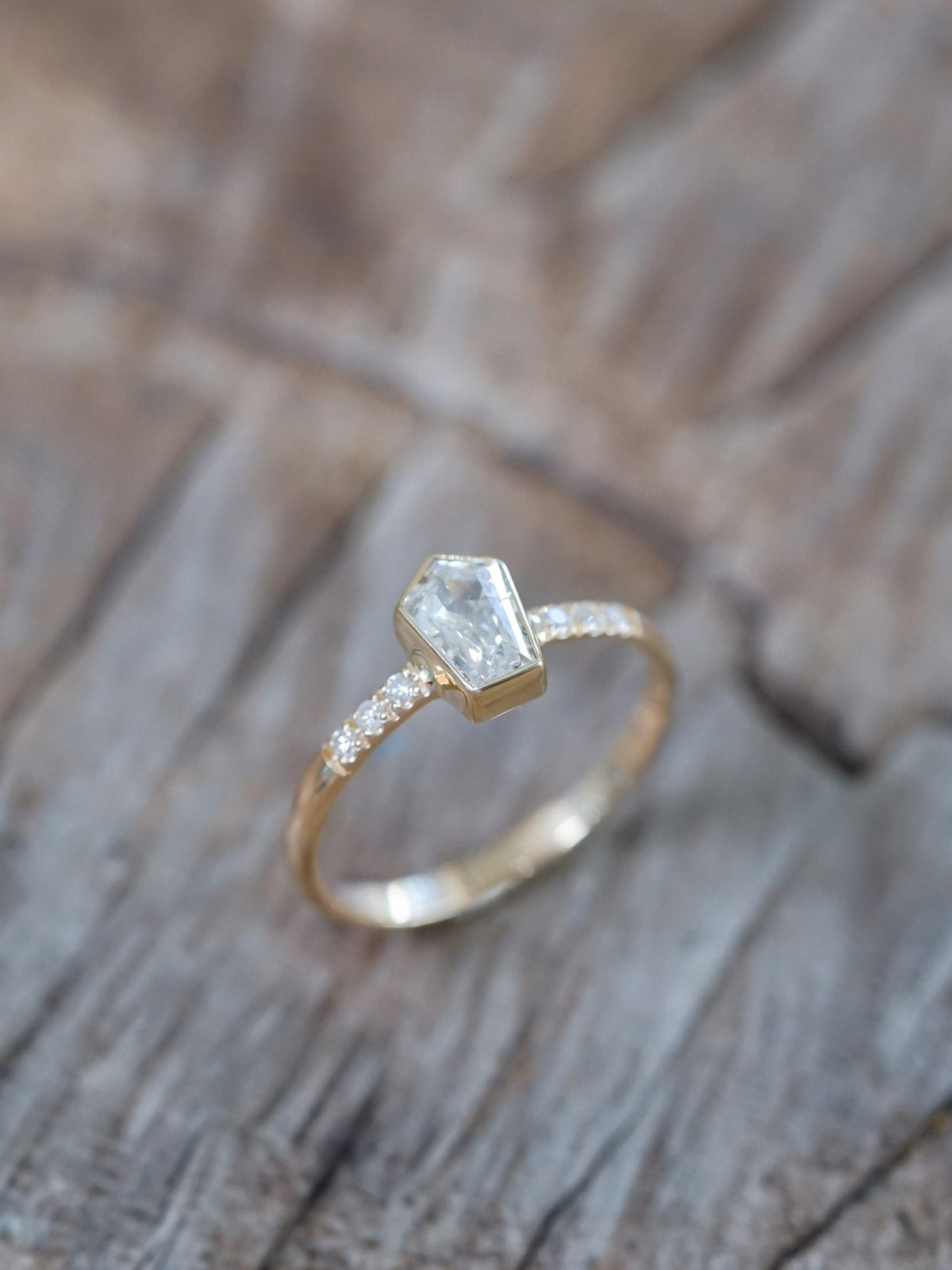 Borneo Pentagon Diamond Ring in Yellow Gold - Gardens of the Sun | Ethical Jewelry