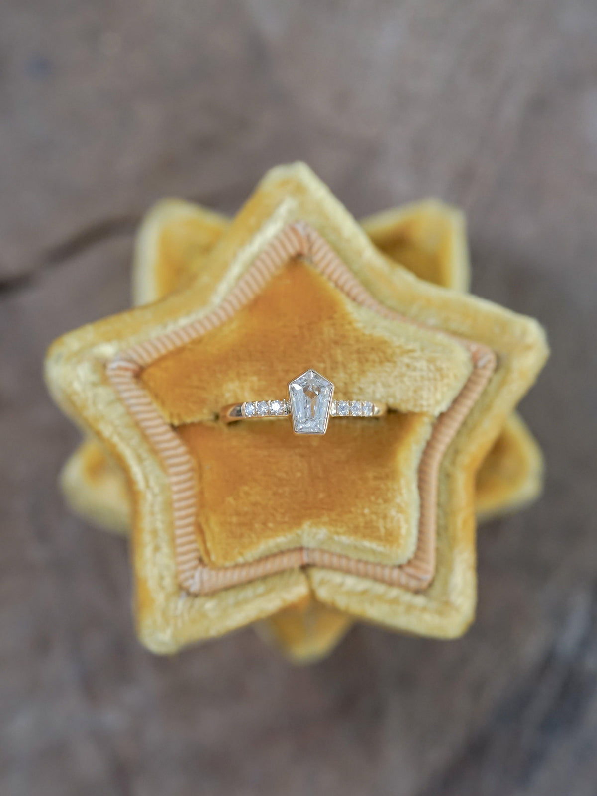 Borneo Pentagon Diamond Ring in Yellow Gold - Gardens of the Sun | Ethical Jewelry