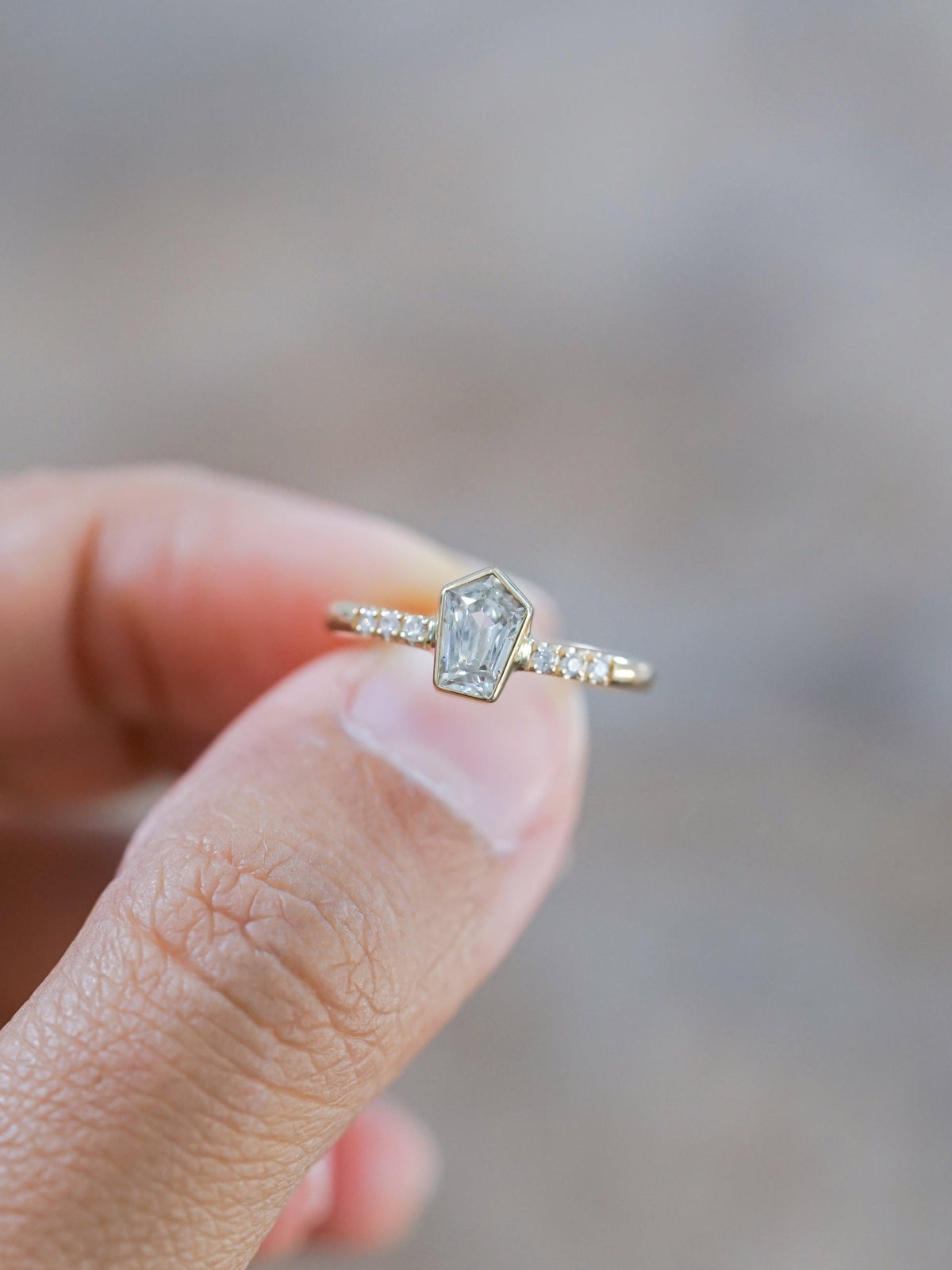 Borneo Pentagon Diamond Ring in Yellow Gold - Gardens of the Sun | Ethical Jewelry