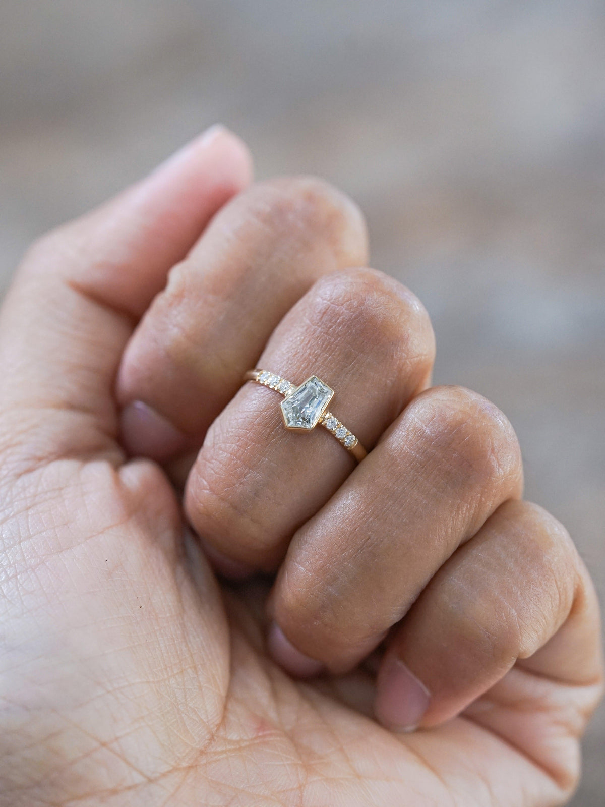 Borneo Pentagon Diamond Ring in Yellow Gold - Gardens of the Sun | Ethical Jewelry