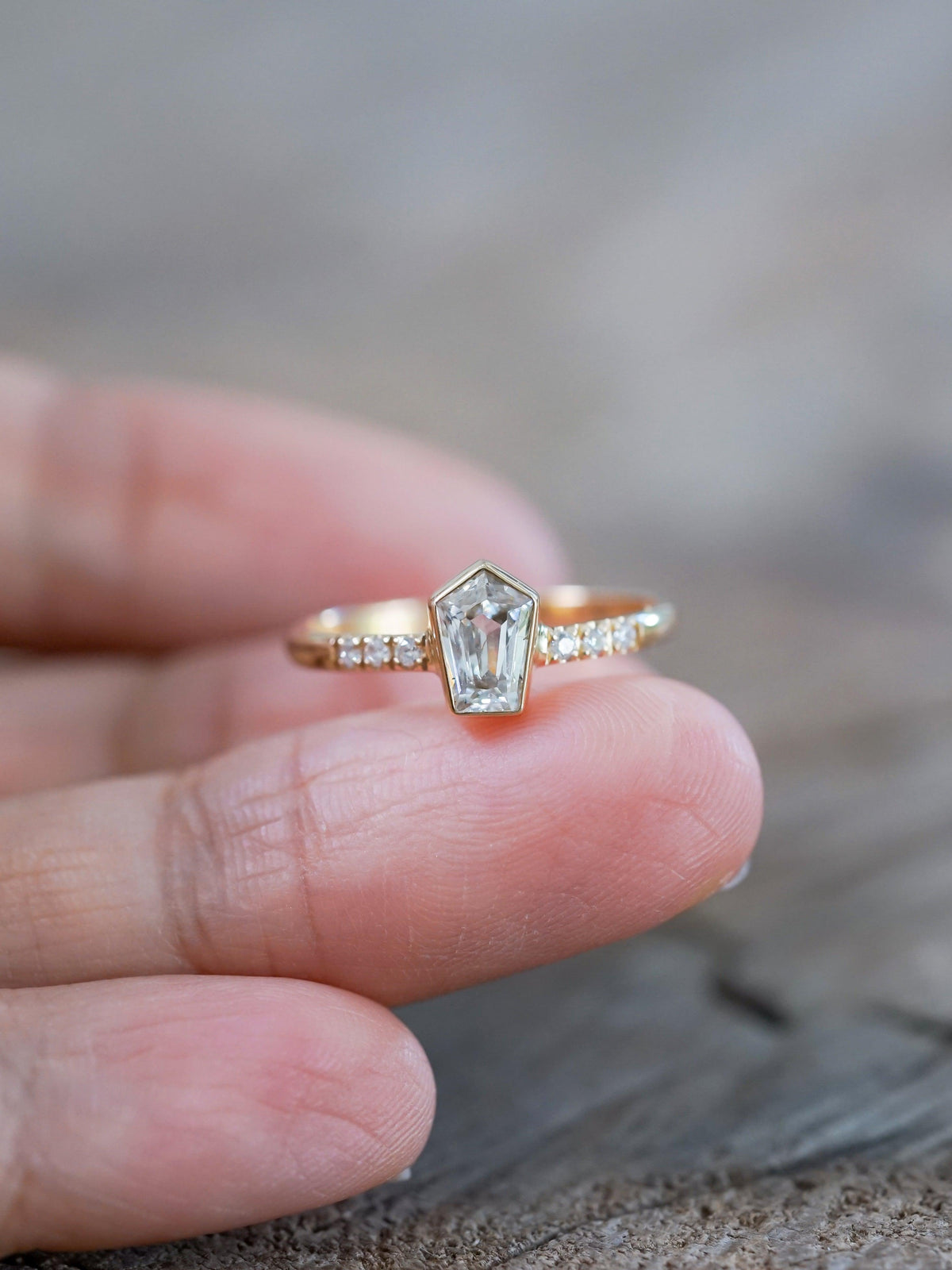 Borneo Pentagon Diamond Ring in Yellow Gold - Gardens of the Sun | Ethical Jewelry