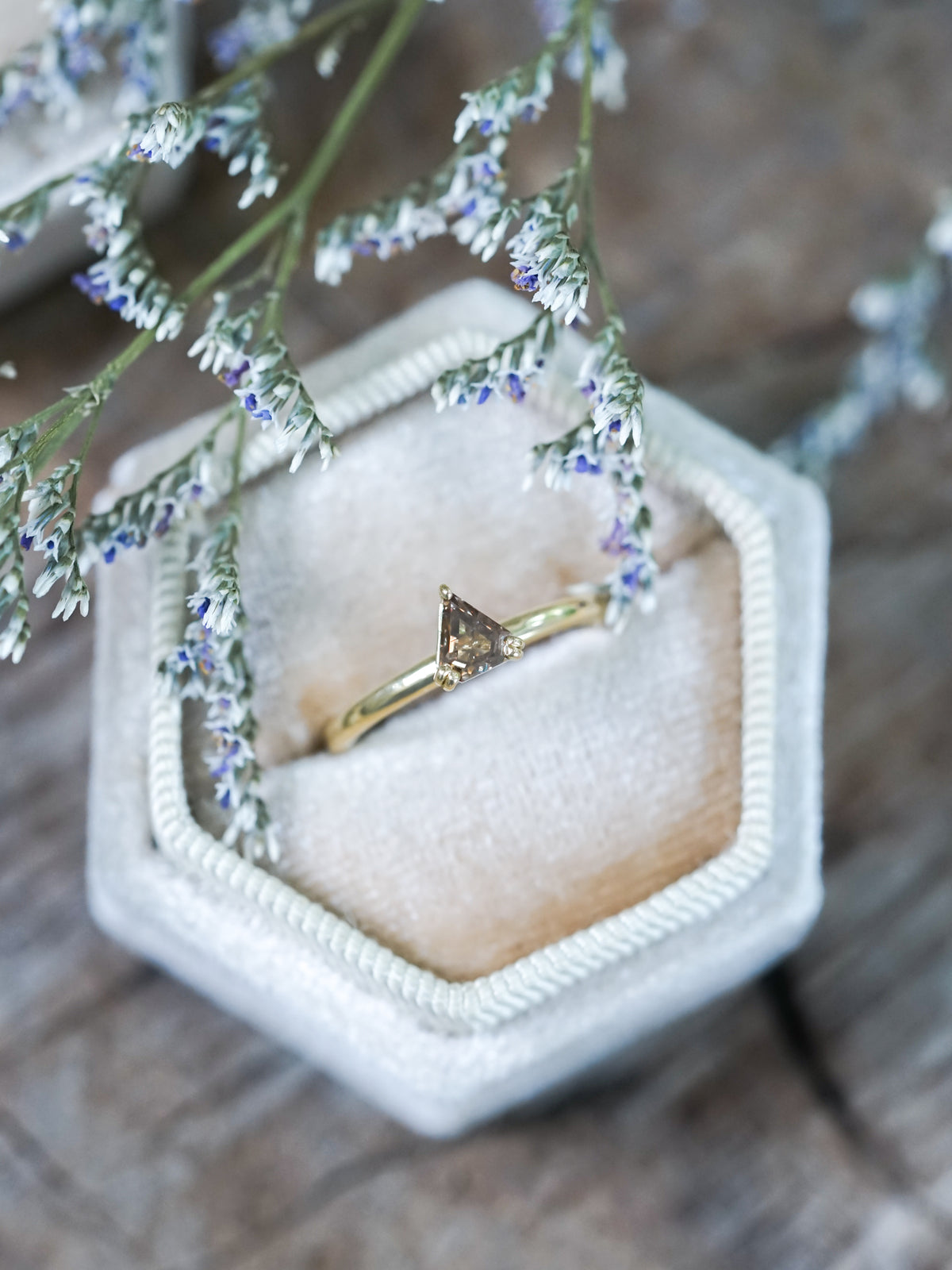 Brown Triangle Diamond Ring in Ethical Gold - Gardens of the Sun | Ethical Jewelry