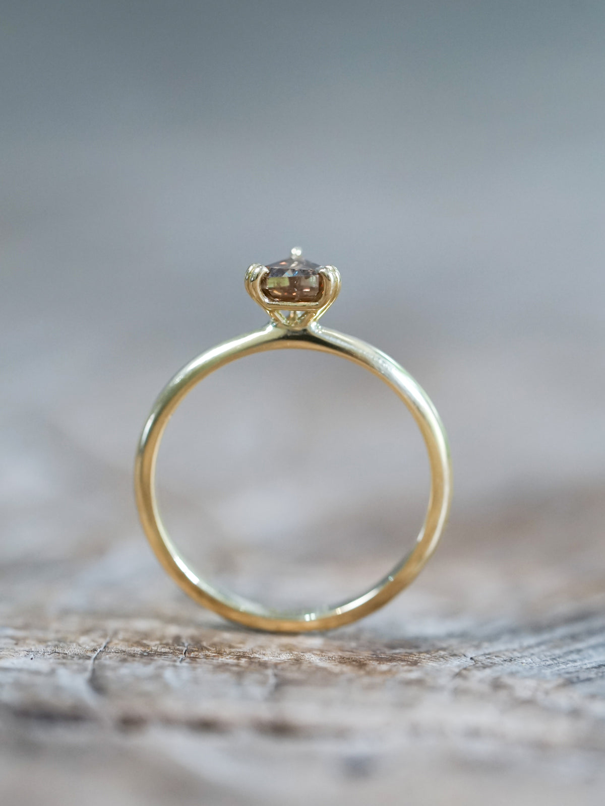 Brown Triangle Diamond Ring in Ethical Gold - Gardens of the Sun | Ethical Jewelry