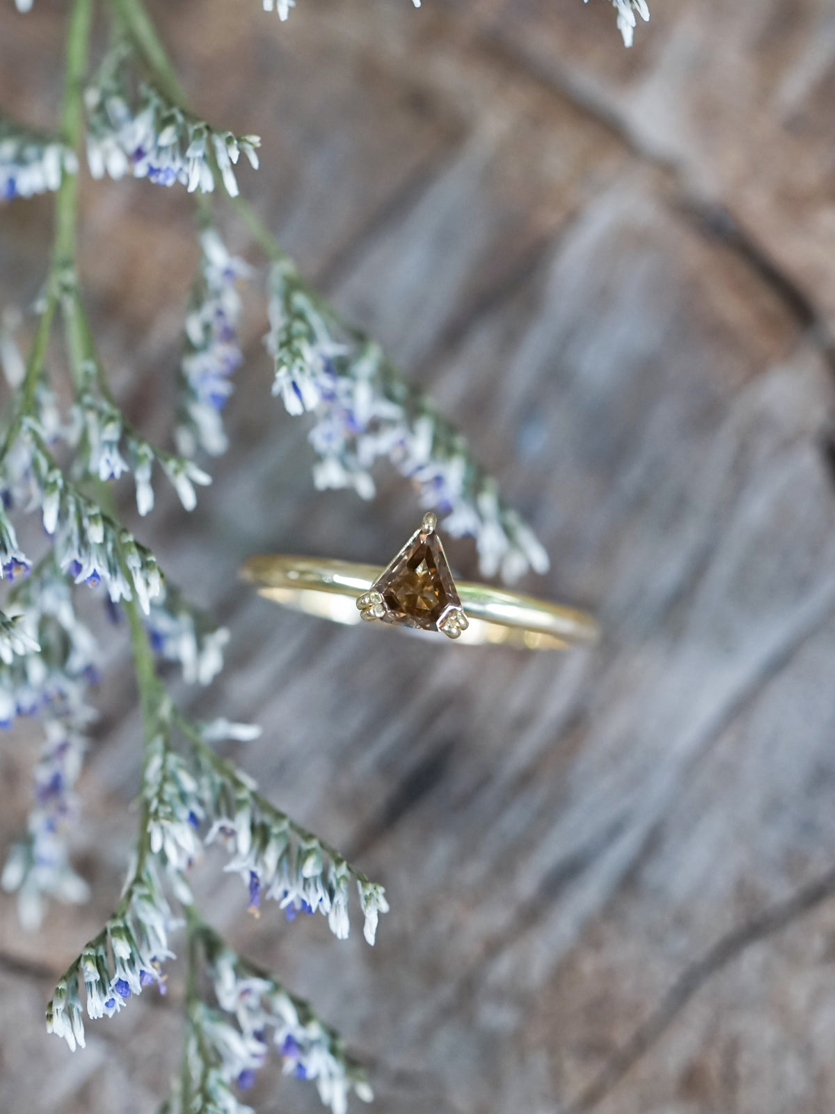 Brown Triangle Diamond Ring in Ethical Gold - Gardens of the Sun | Ethical Jewelry