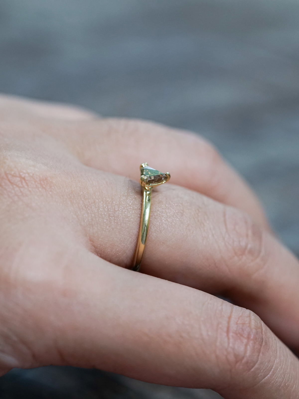 Brown Triangle Diamond Ring in Ethical Gold - Gardens of the Sun | Ethical Jewelry