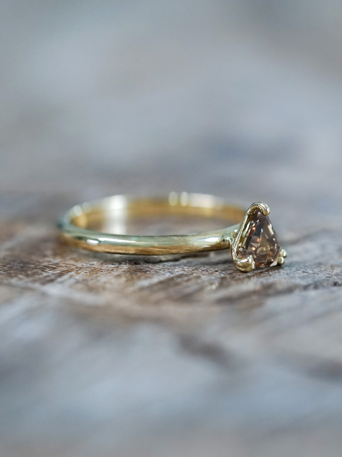 Brown Triangle Diamond Ring in Ethical Gold - Gardens of the Sun | Ethical Jewelry