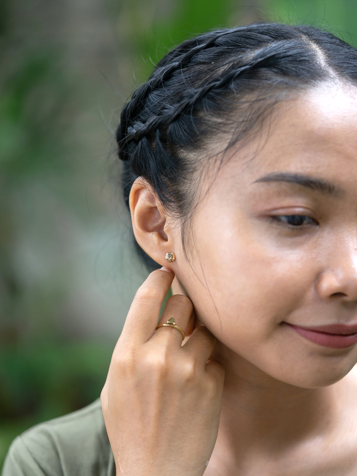 Brown Triangle Diamond Ring in Gold - Size 6 - Gardens of the Sun | Ethical Jewelry