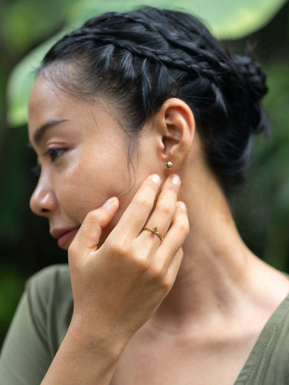 Brown Triangle Diamond Ring in Gold - Size 6 - Gardens of the Sun | Ethical Jewelry