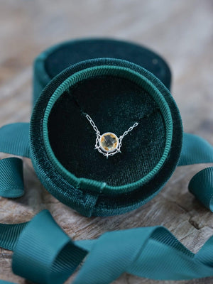 Checkerboard Citrine Necklace in Sterling Silver