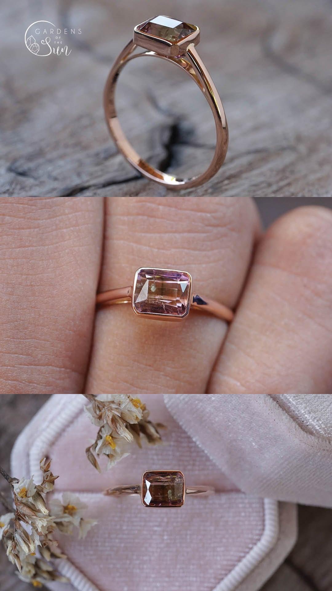Custom pink tourmaline ring in 18K ethical gold