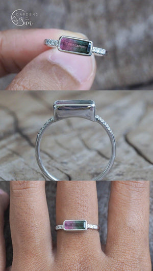 Custom watermelon tourmaline ring in ethical 18K gold