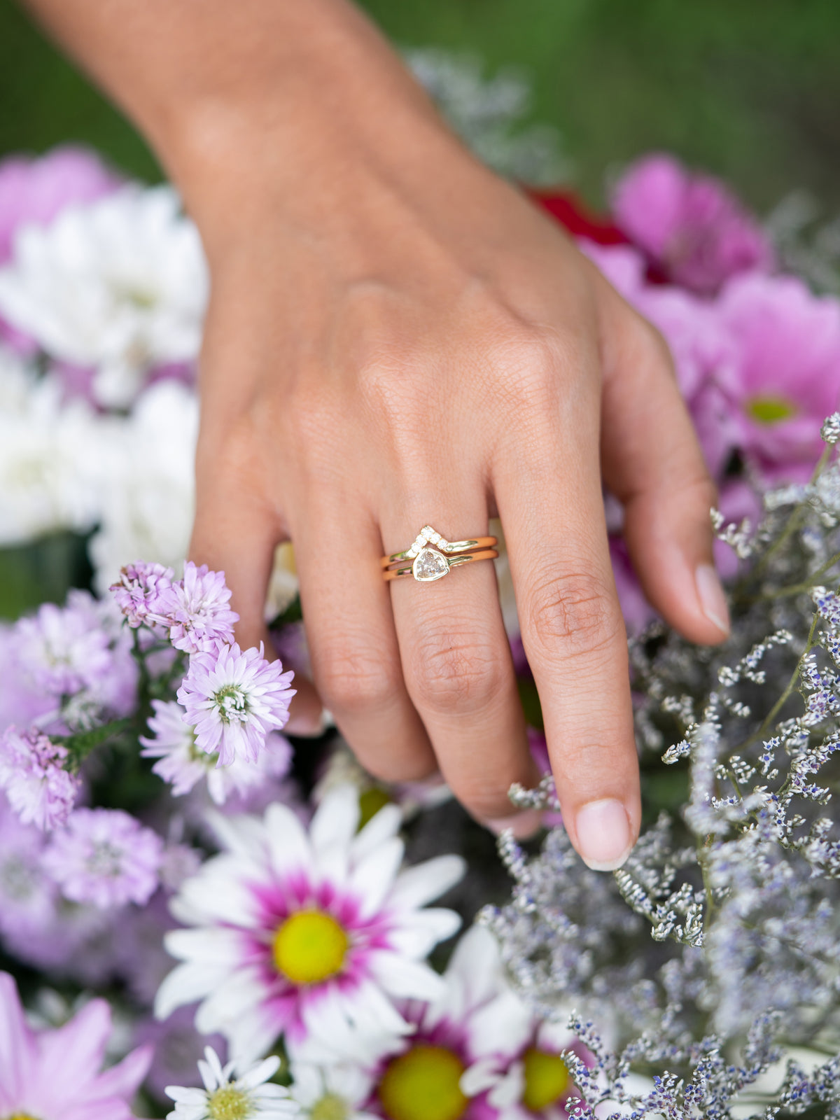 Shield Diamond Ring Set - Gardens of the Sun | Ethical Jewelry