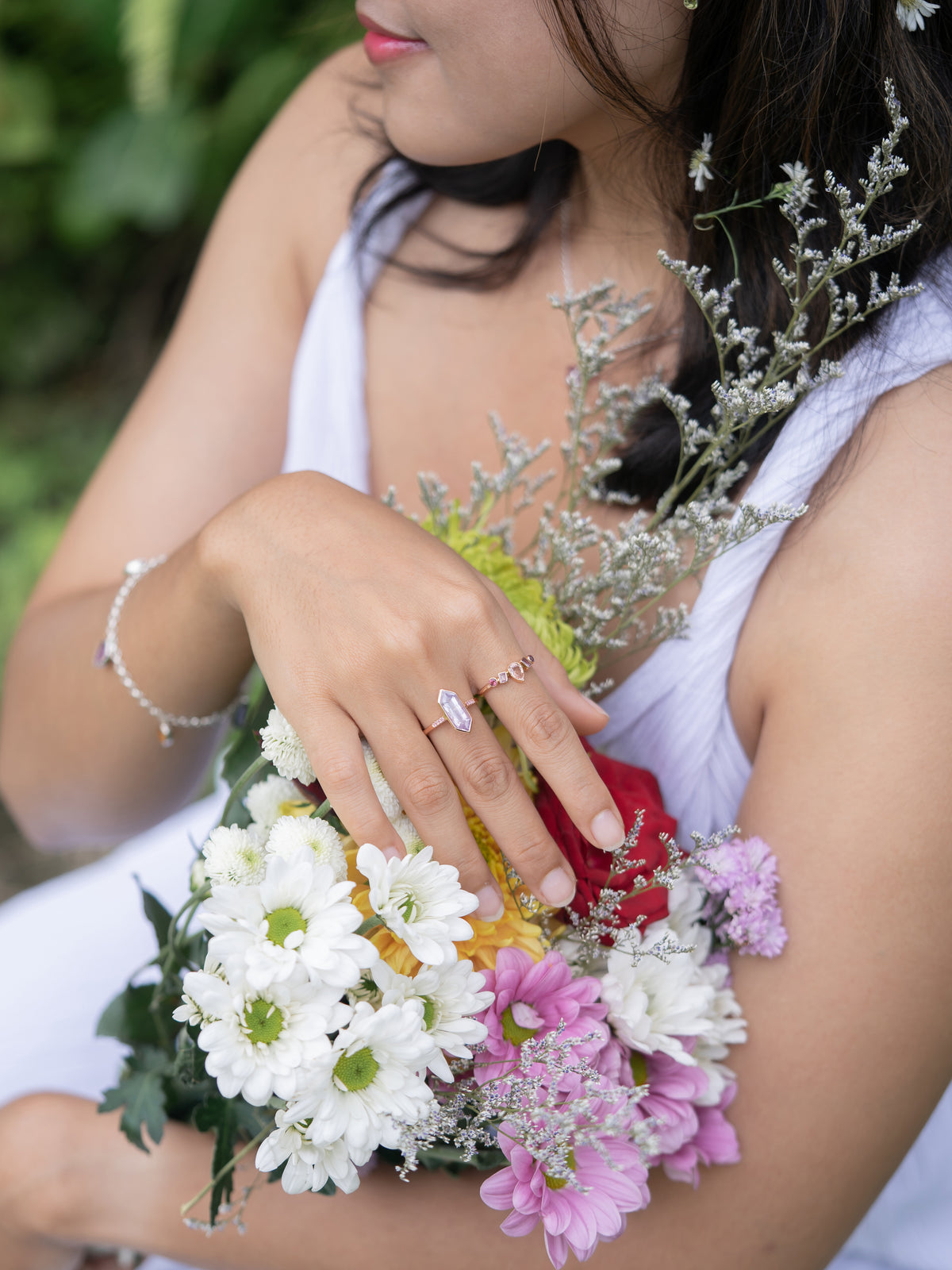 Blush Sapphire and Garnet Ring in Rose Gold - Size 7 - Gardens of the Sun | Ethical Blush Sapphire and Garnet Ring in Rose Gold - Size 7 - Gardens of the Sun | Ethical