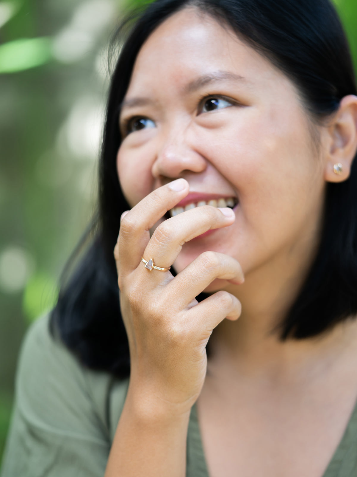 Rustic Pear Diamond Ring in Ethical Gold - Gardens of the Sun | Ethical Jewelry