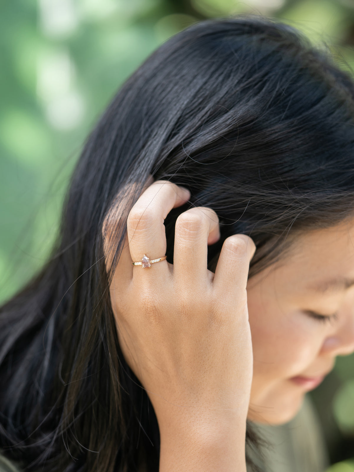Rustic Pear Diamond Ring in Ethical Gold - Gardens of the Sun | Ethical Jewelry
