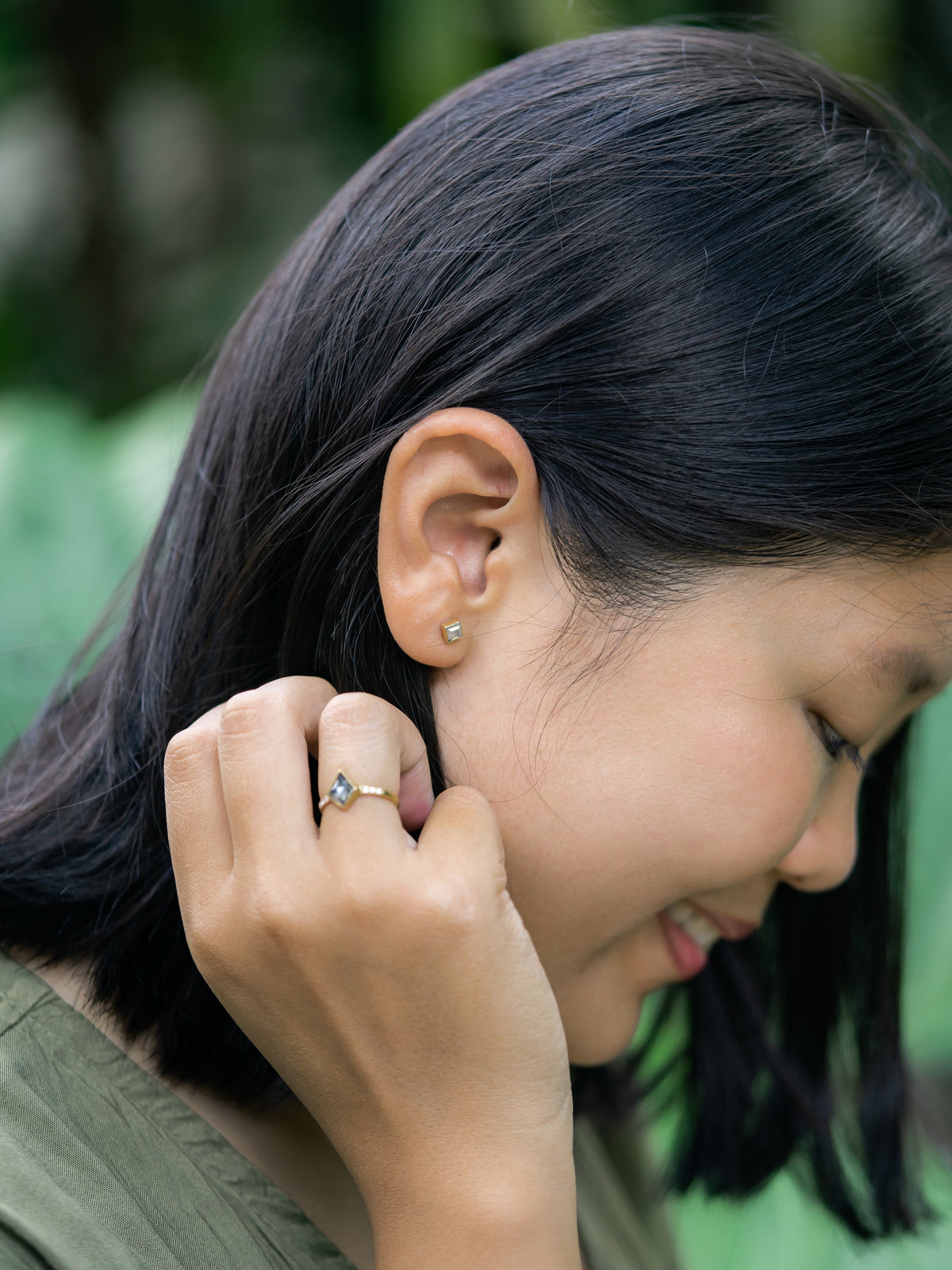 Gray Kite Diamond Earrings in Gold - Gardens of the Sun | Ethical Jewelry
