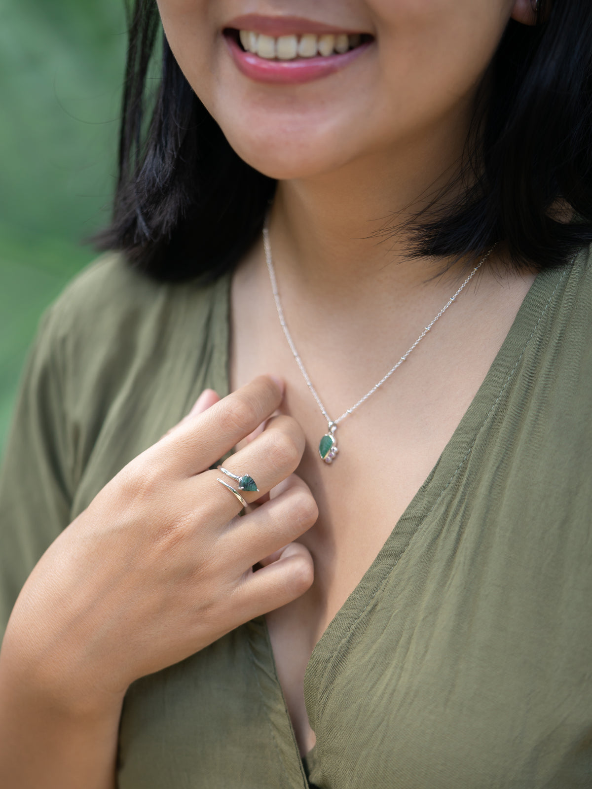 Open Emerald Leaf Ring - Gardens of the Sun | Ethical Jewelry