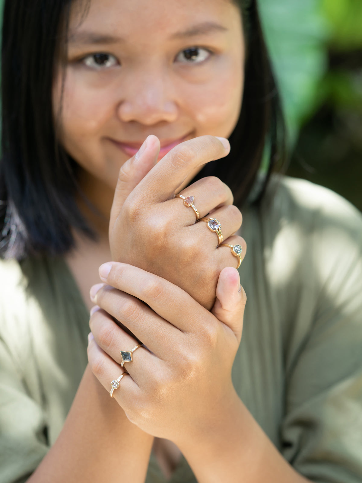 Rose Cut Champagne Diamond Ring in Ethical Gold - Gardens of the Sun | Ethical Jewelry
