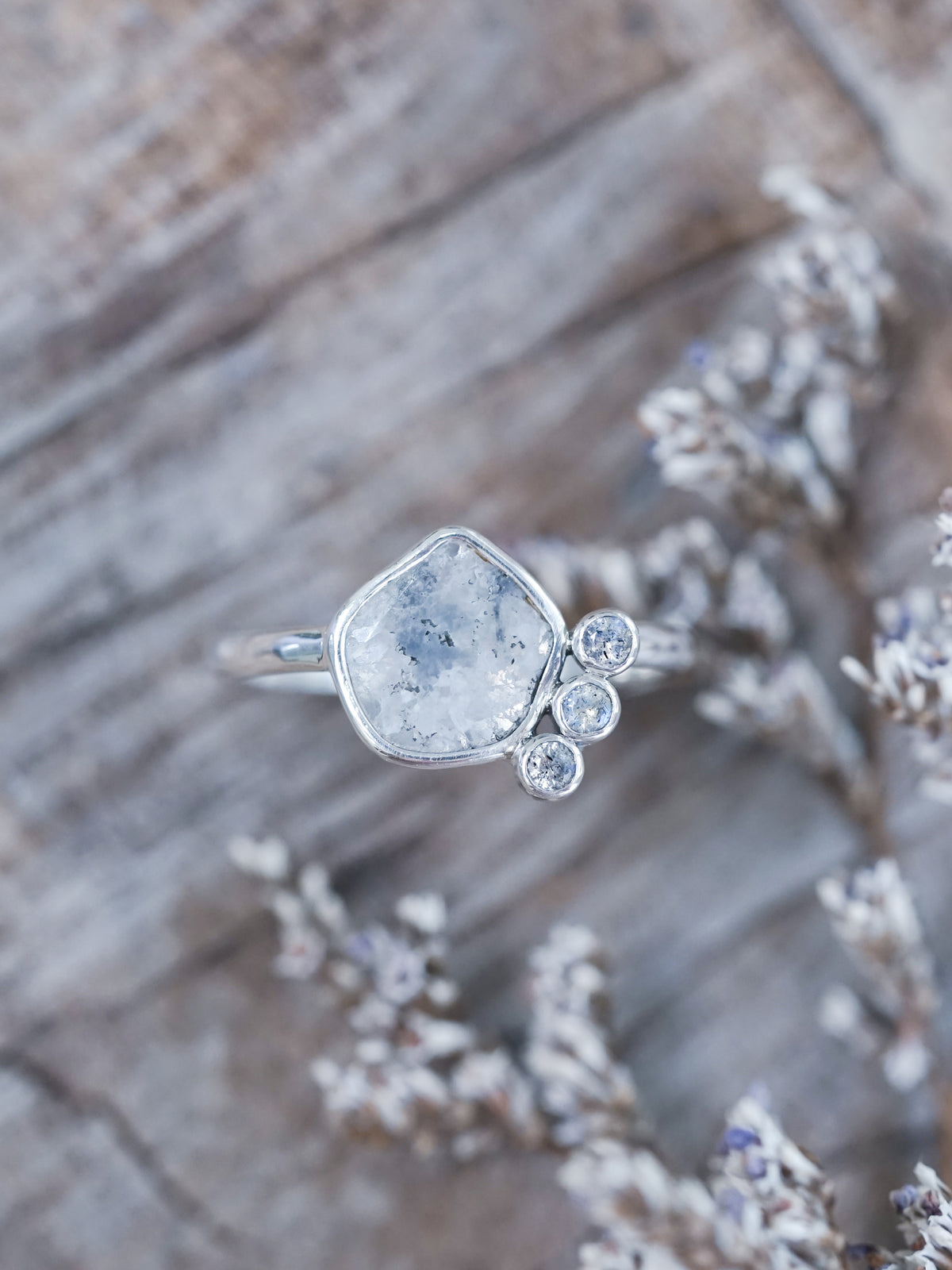 Diamond Slice, Moonstone and Labradorite Ring - Gardens of the Sun | Ethical Jewelry