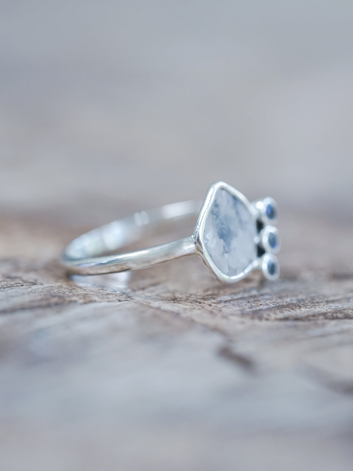 Diamond Slice, Moonstone and Labradorite Ring - Gardens of the Sun | Ethical Jewelry