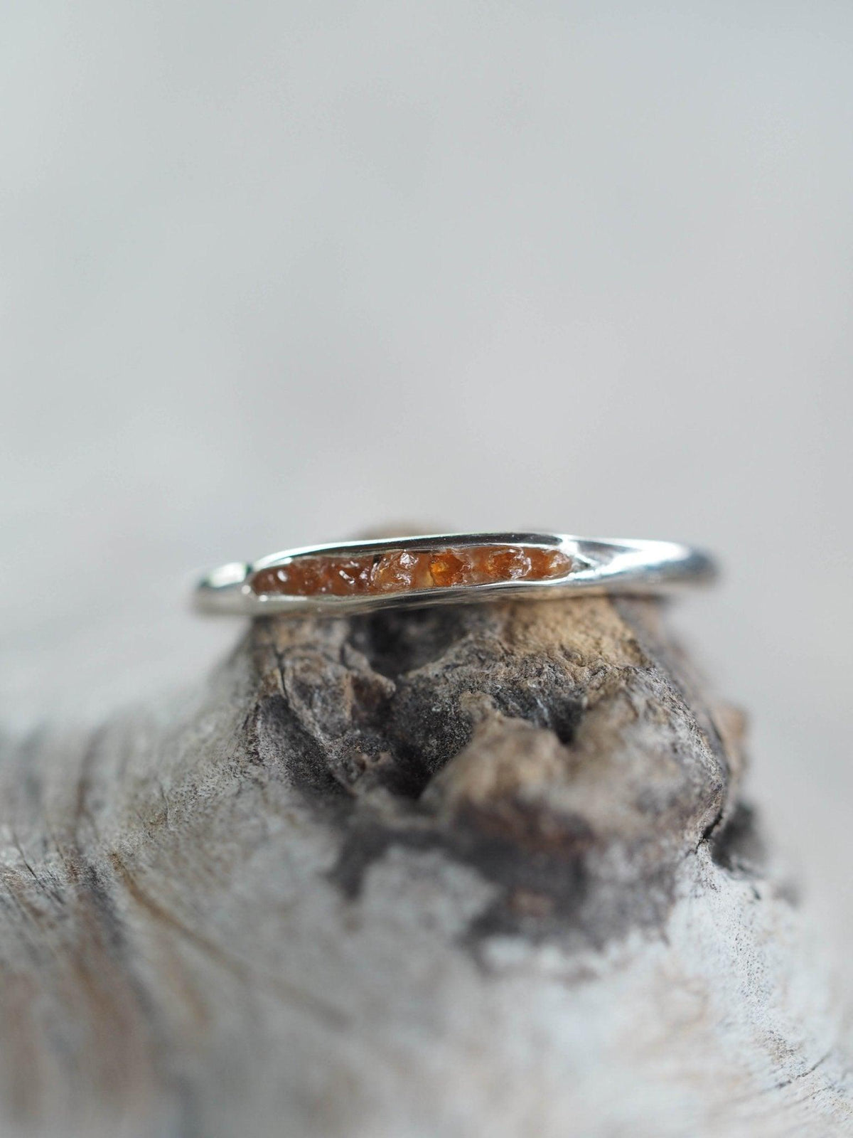 Ethical Rough Garnet Ring with Hidden Gems in recycled sterling silver
