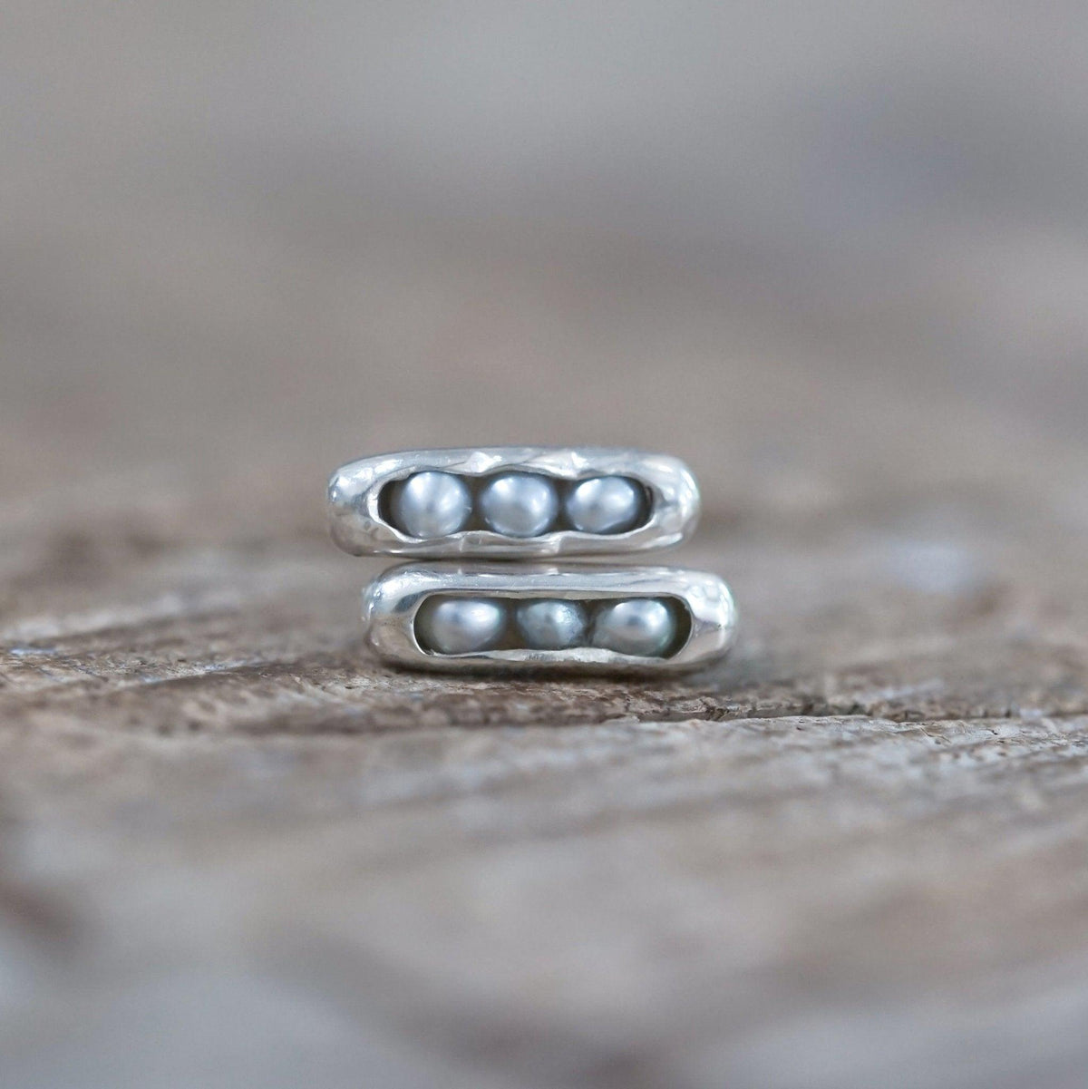 Freshwater Pearl Earrings with Hidden Gems in recycled sterling silver