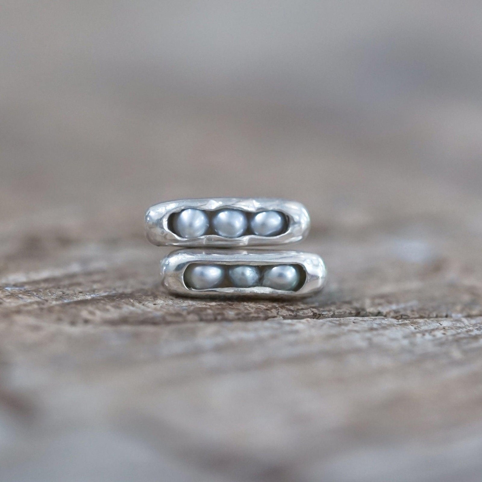 Freshwater Pearl Earrings with Hidden Gems in recycled sterling silver