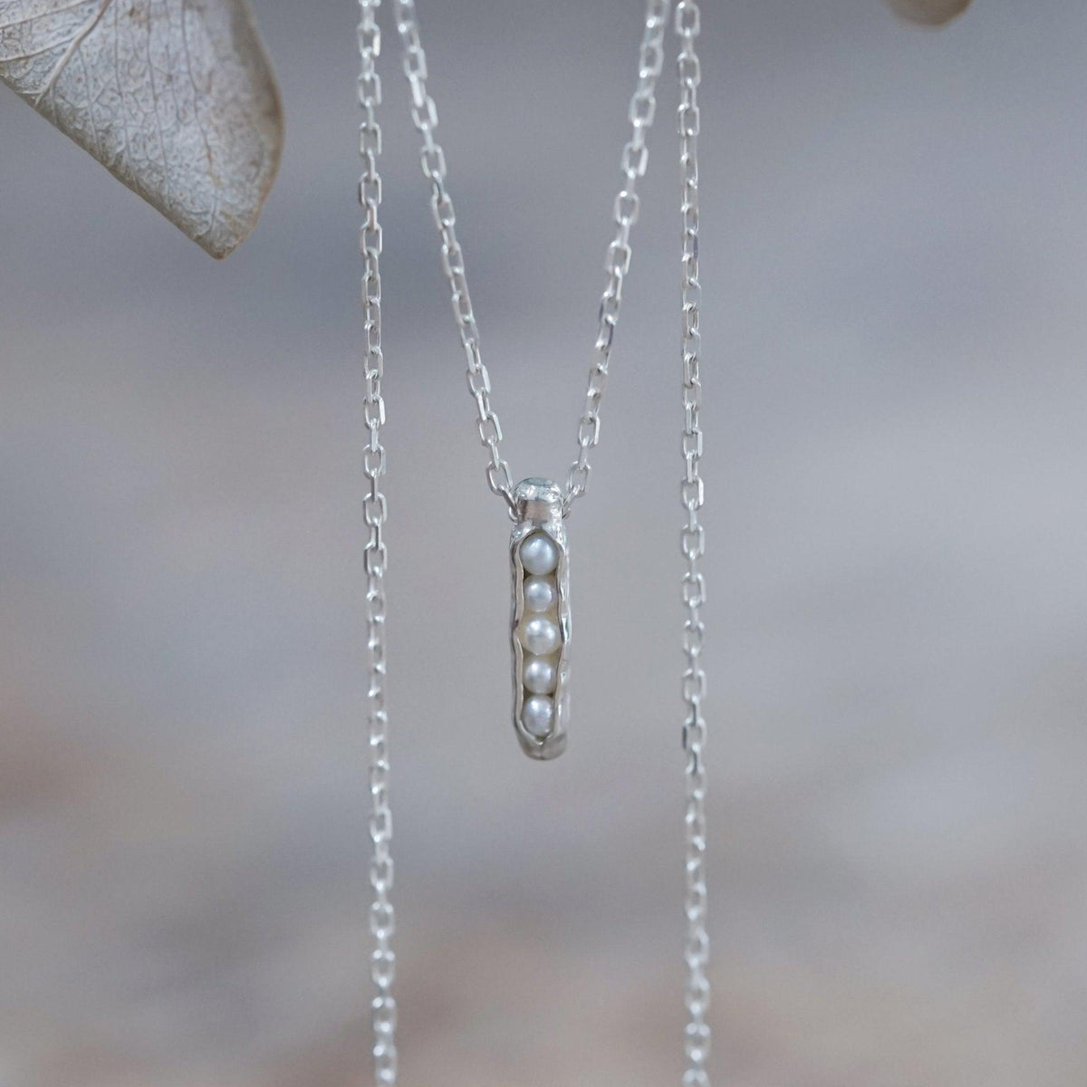 Freshwater Pearl Necklace with Hidden Gems in recycled sterling silver