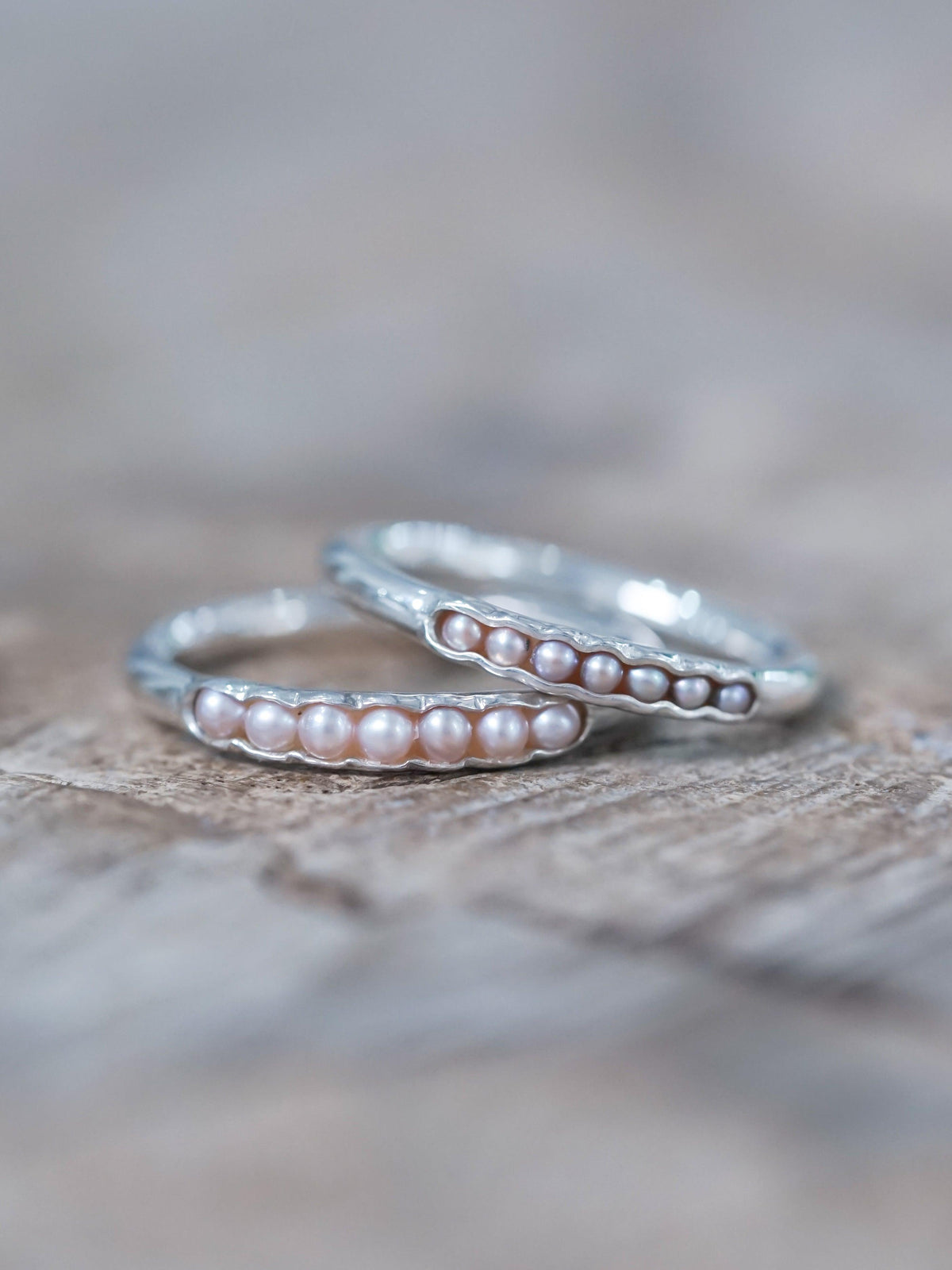 Freshwater Pearl Ring with Hidden Gems in recycled sterling silver