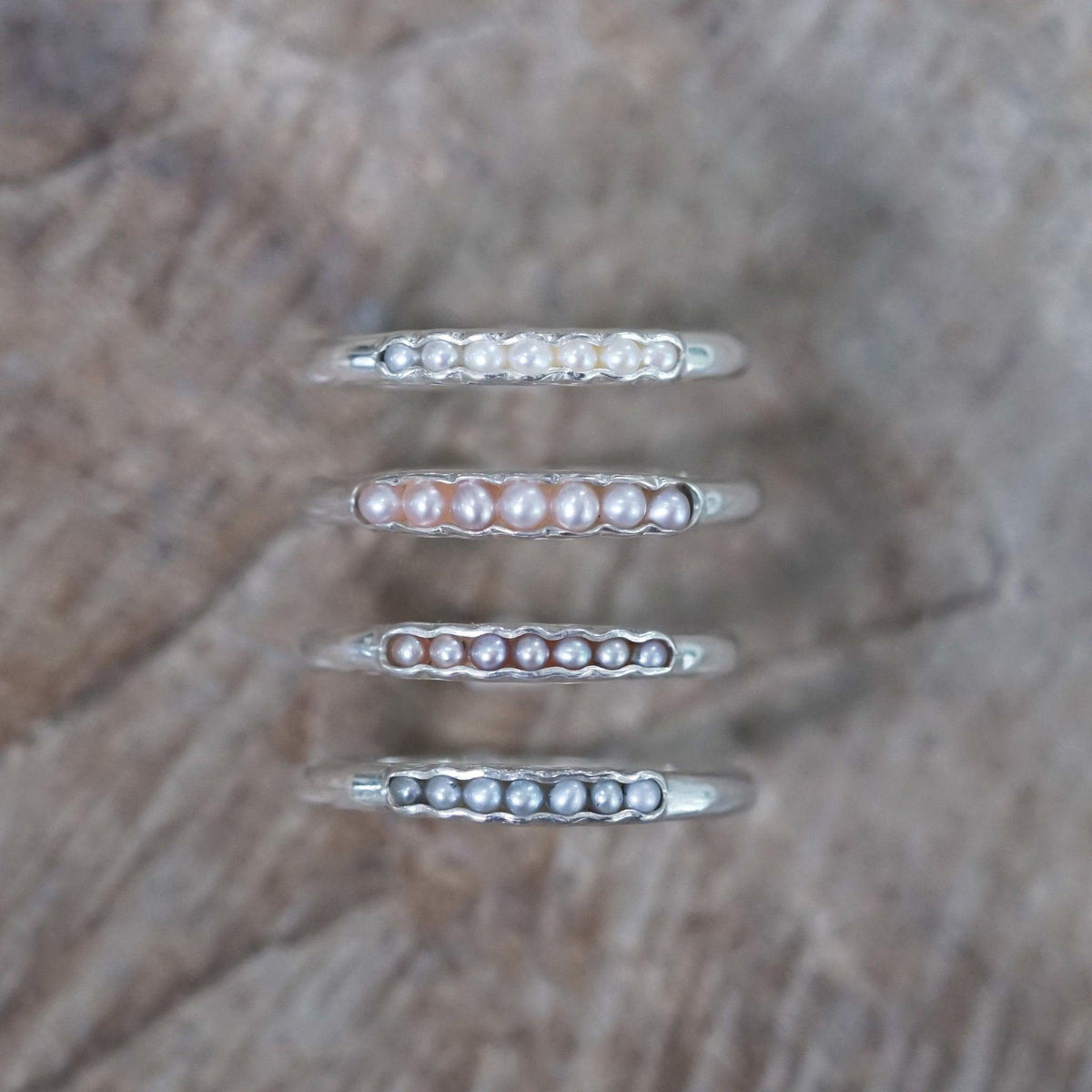 Freshwater Pearl Ring with Hidden Gems in sterling silver