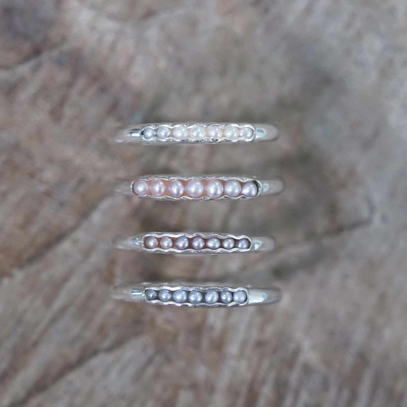 Freshwater Pearl Ring with Hidden Gems in sterling silver