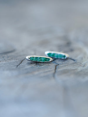 Rough Emerald Earrings with Hidden Gems