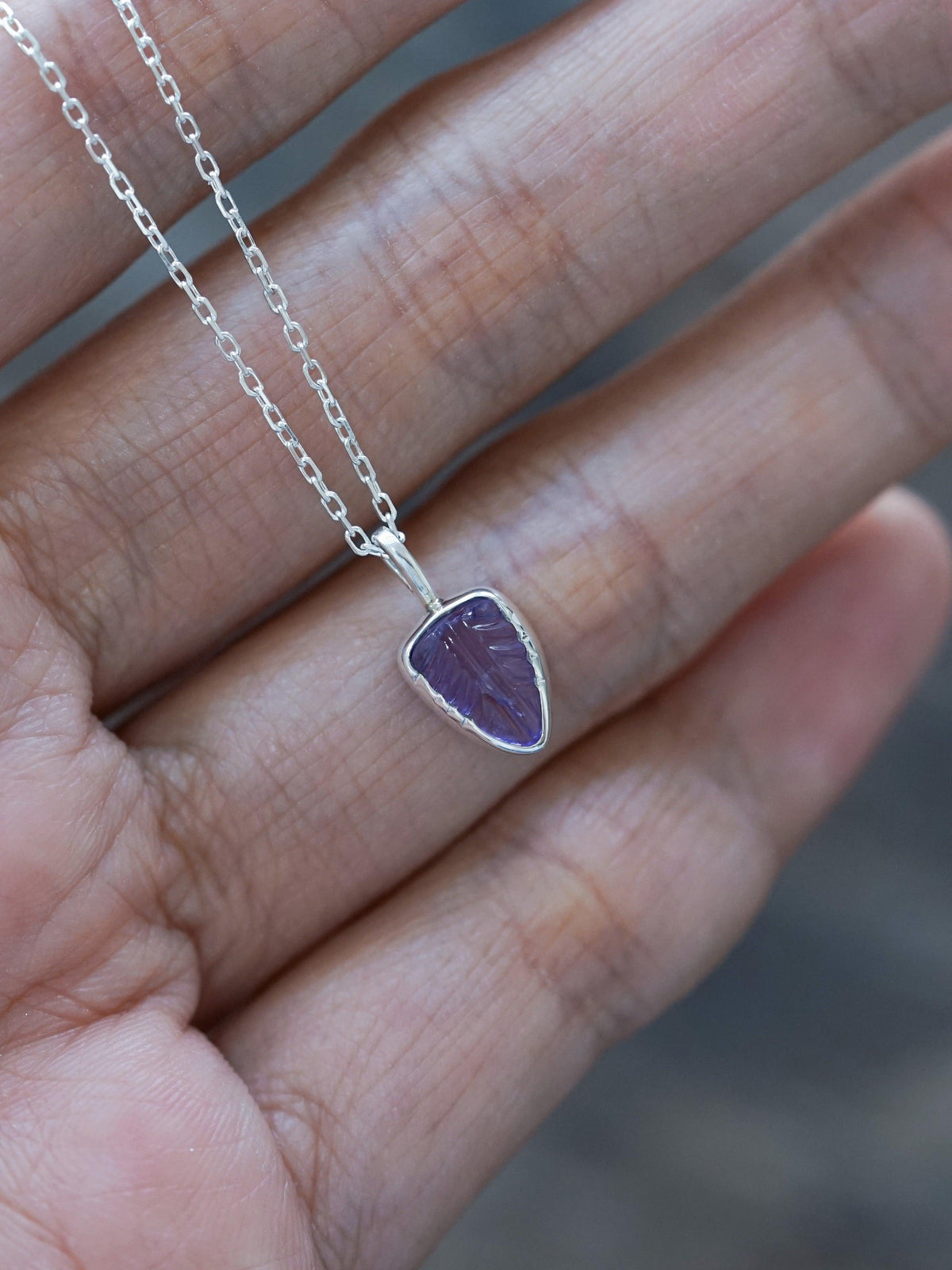 Amethyst Leaf Necklace - Gardens of the Sun | Ethical Jewelry