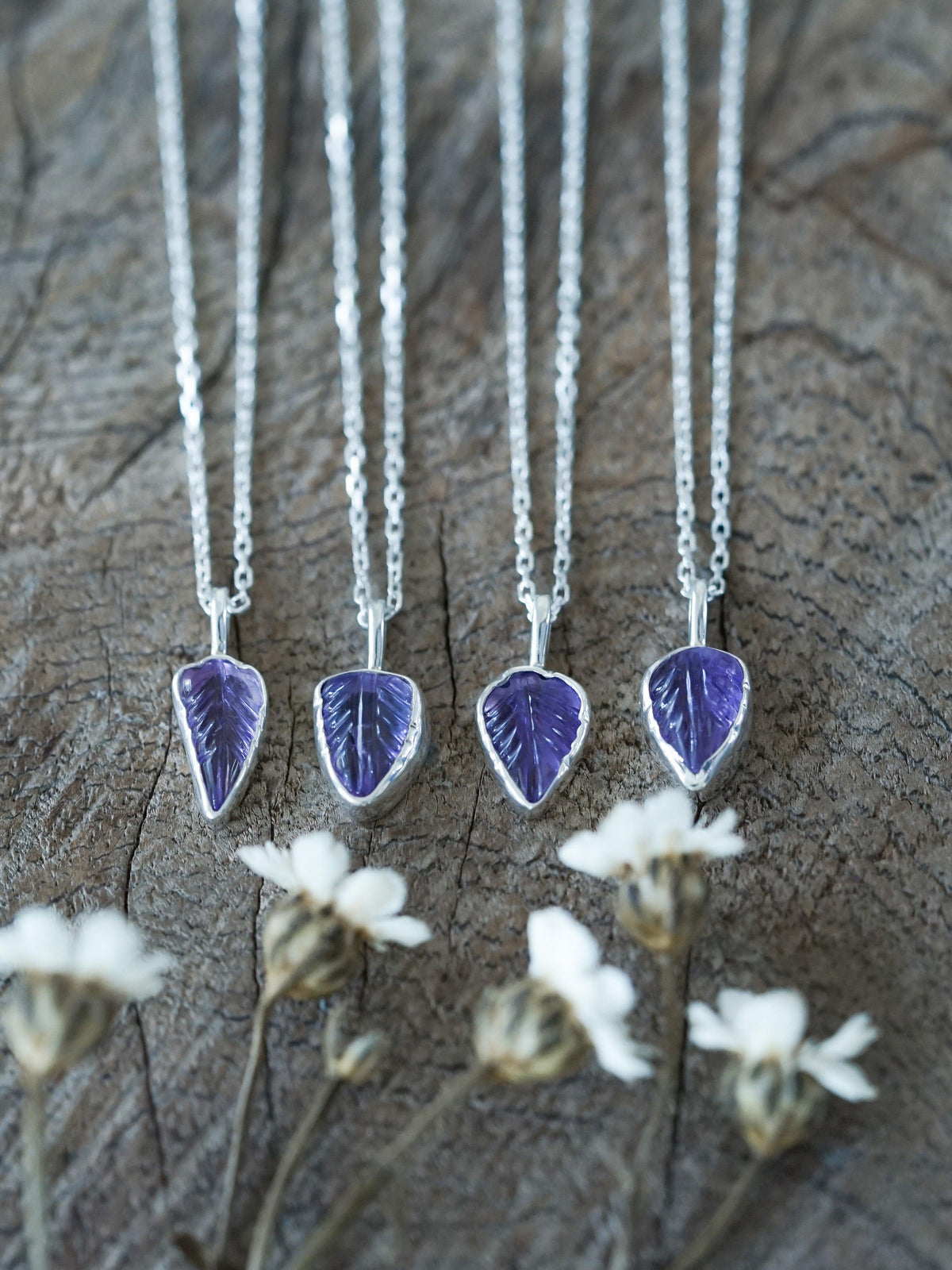 Amethyst Leaf Necklace - Gardens of the Sun | Ethical Jewelry