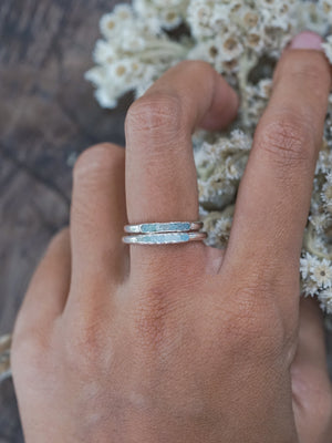 Rough Aquamarine Ring with Hidden Gems