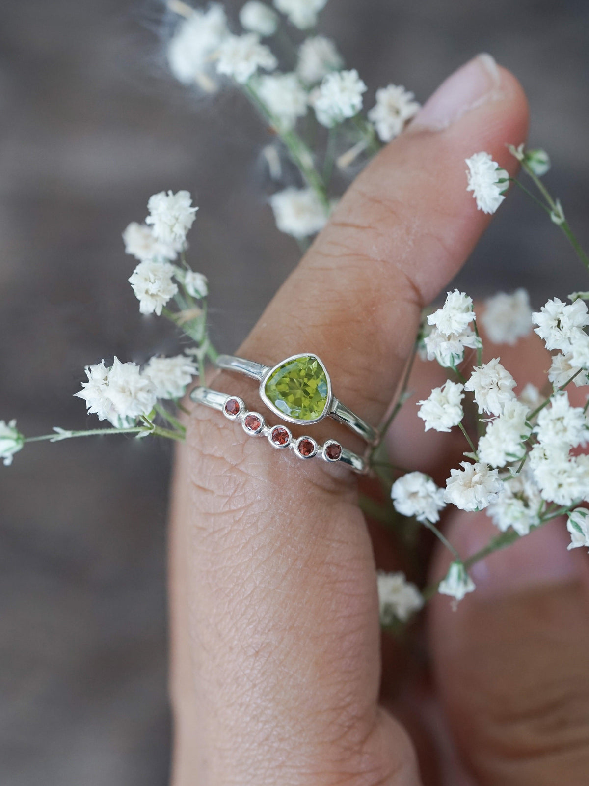 Trillion Peridot Ring - Gardens of the Sun | Ethical Jewelry