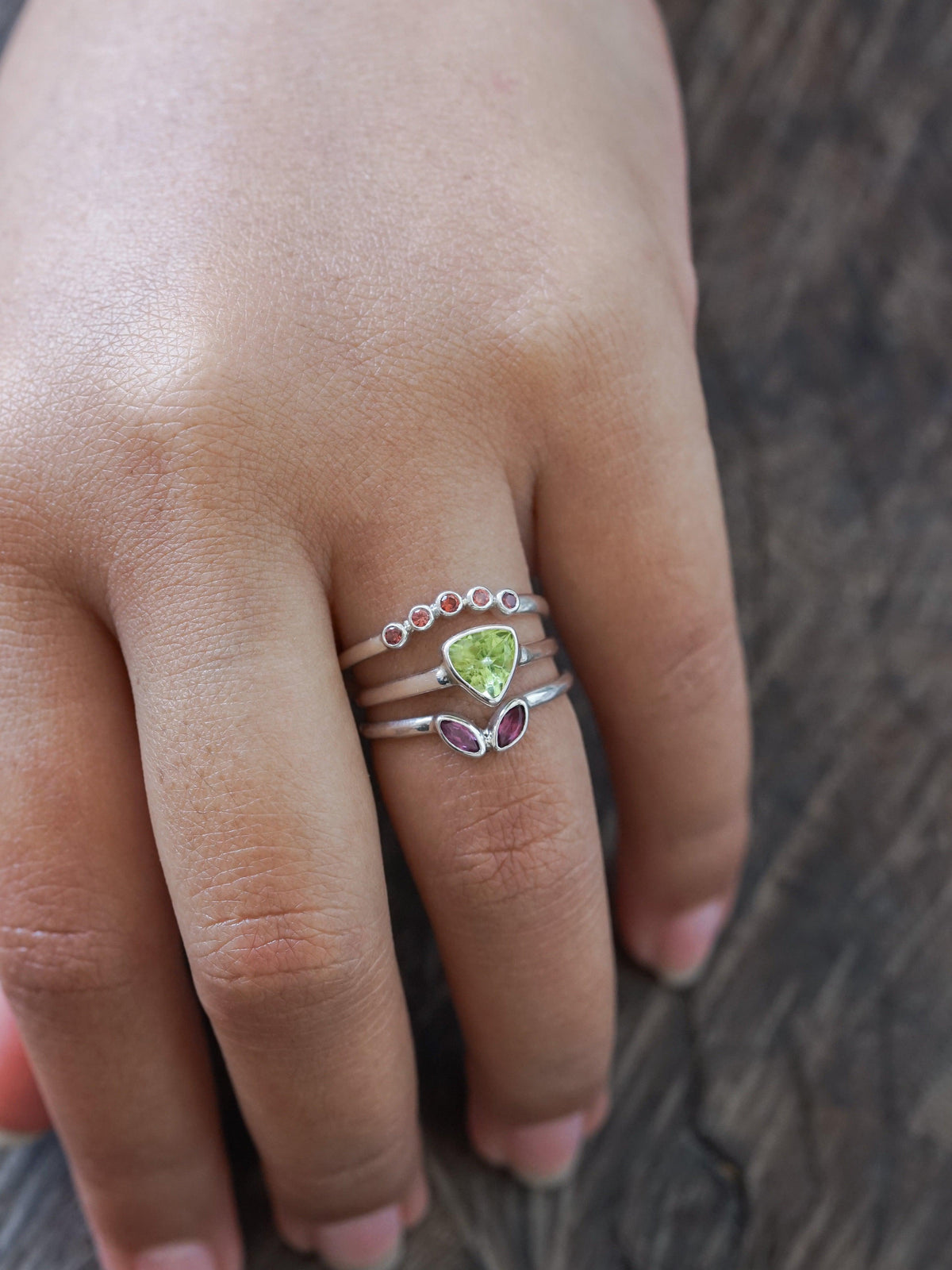 Trillion Peridot Ring - Gardens of the Sun | Ethical Jewelry