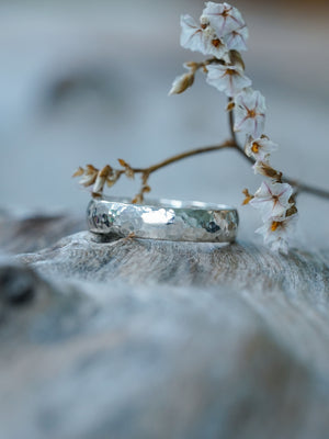 Faceted Wedding Band in Silver