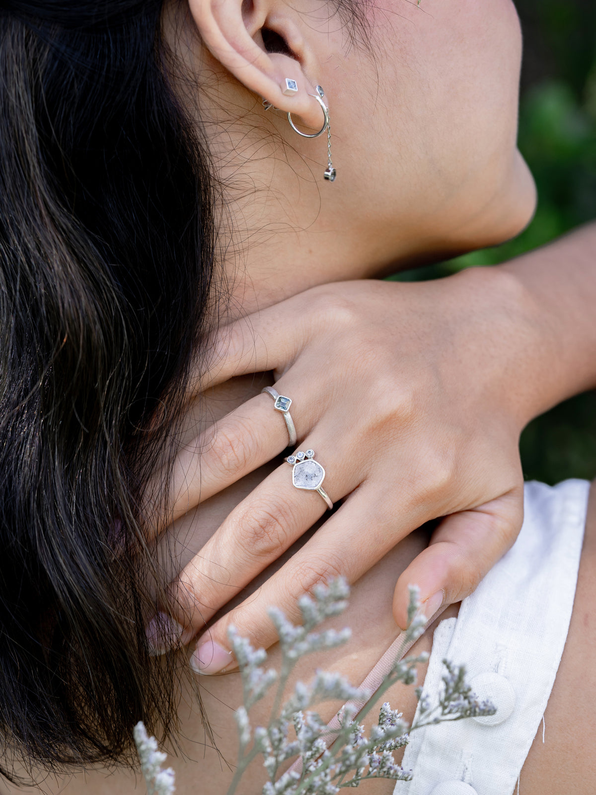 Diamond Slice, Moonstone and Labradorite Ring - Gardens of the Sun | Ethical Jewelry