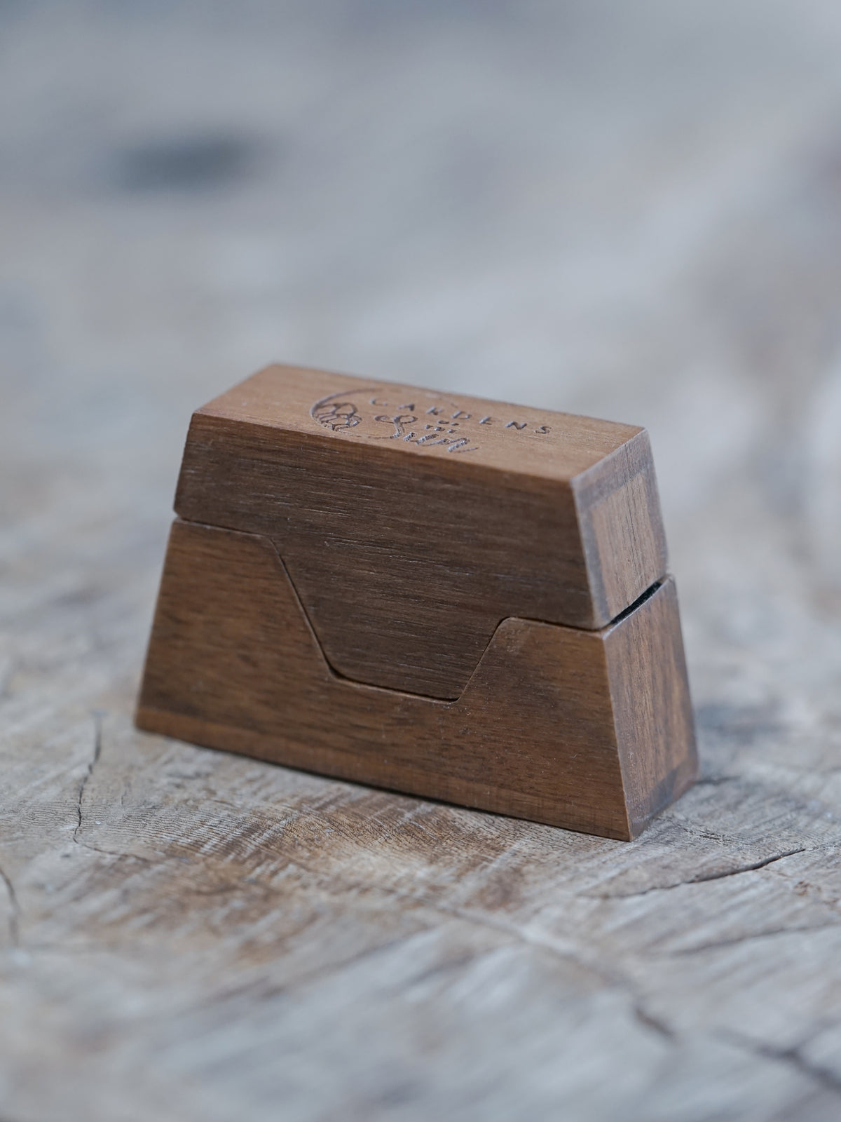 Trapezoid Wooden Ring Box - Gardens of the Sun Jewelry