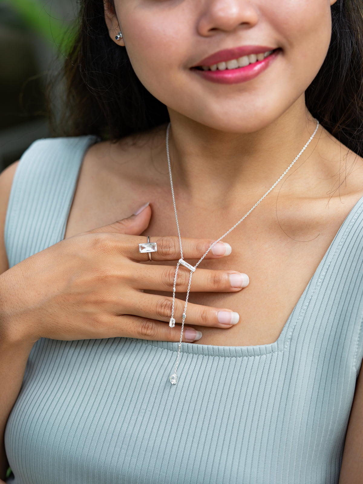 Comet Rain Zircon and Quartz Crystal Necklace - Gardens of the Sun | Ethical Jewelry