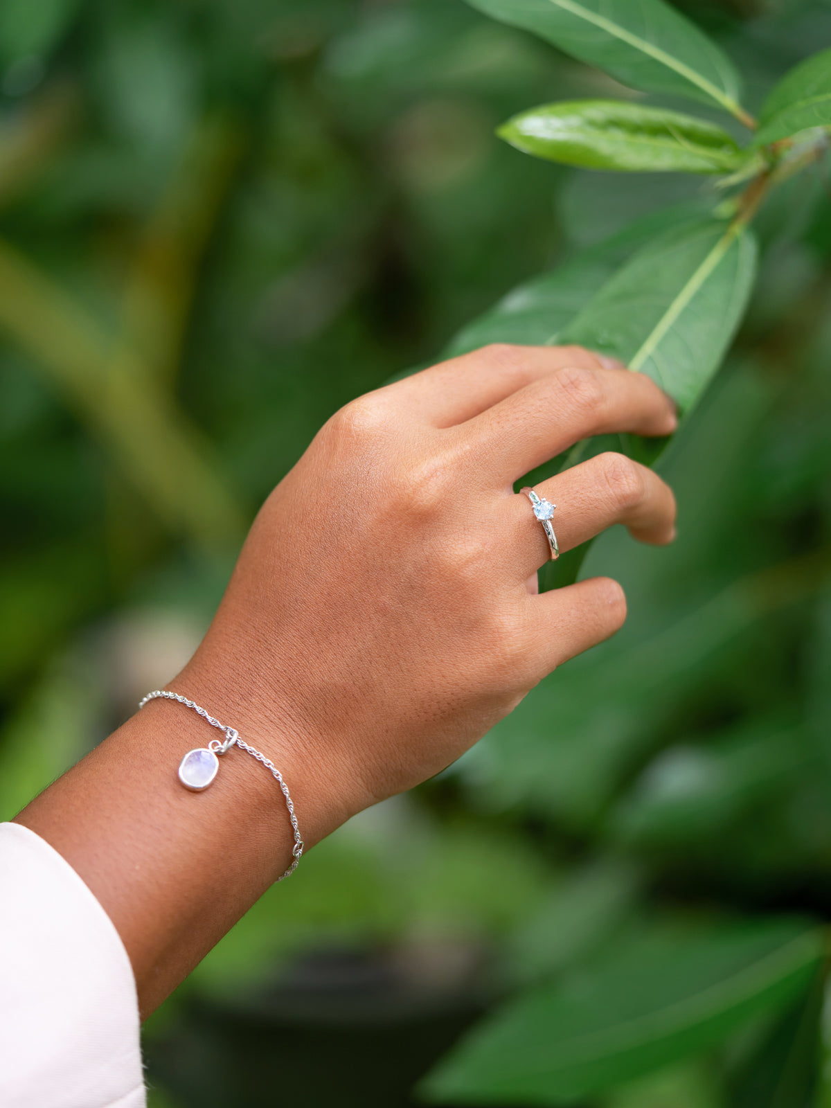 Hammered Aquamarine Ring - Gardens of the Sun | Ethical Jewelry
