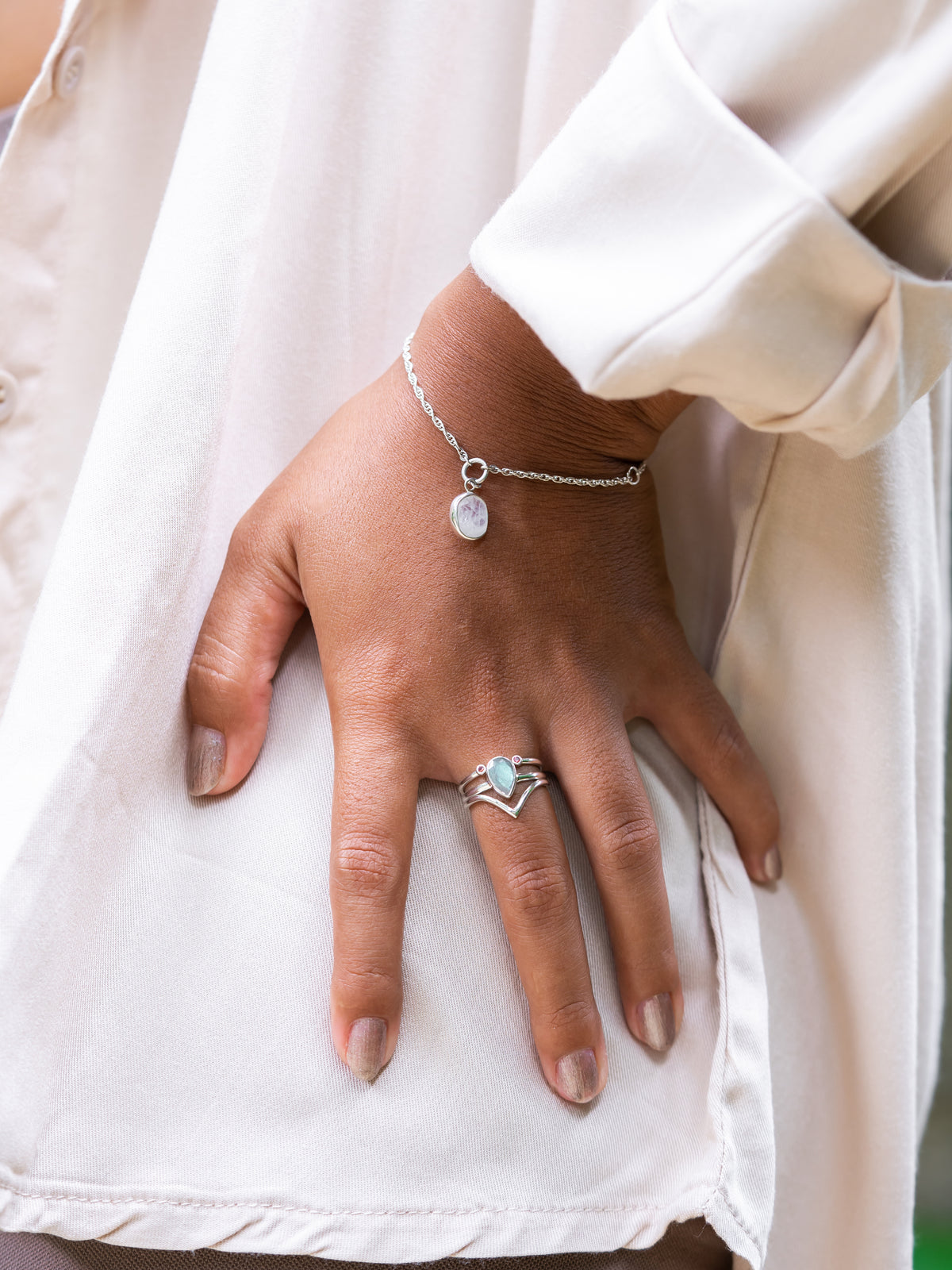 Rose Cut Moonstone Bracelet - Gardens of the Sun | Ethical Jewelry