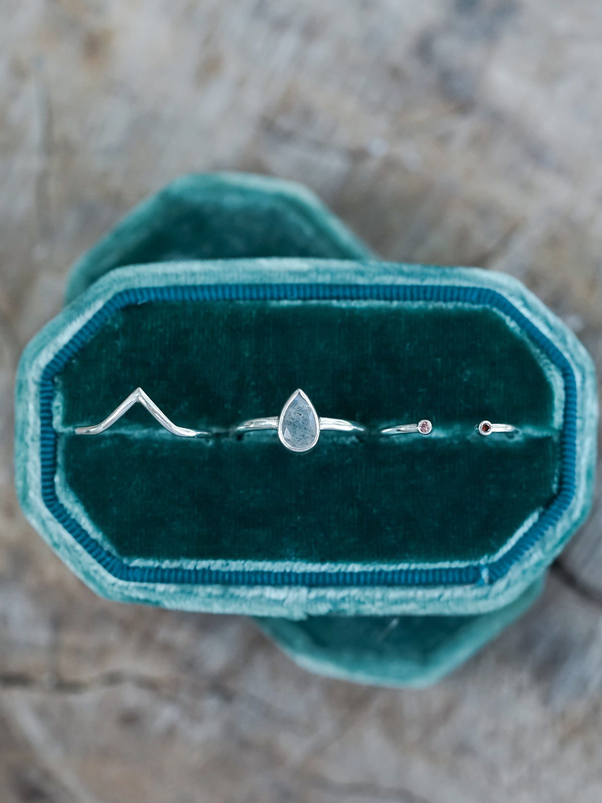 Garnet and Labradorite Triple Ring Set - Gardens of the Sun | Ethical Jewelry