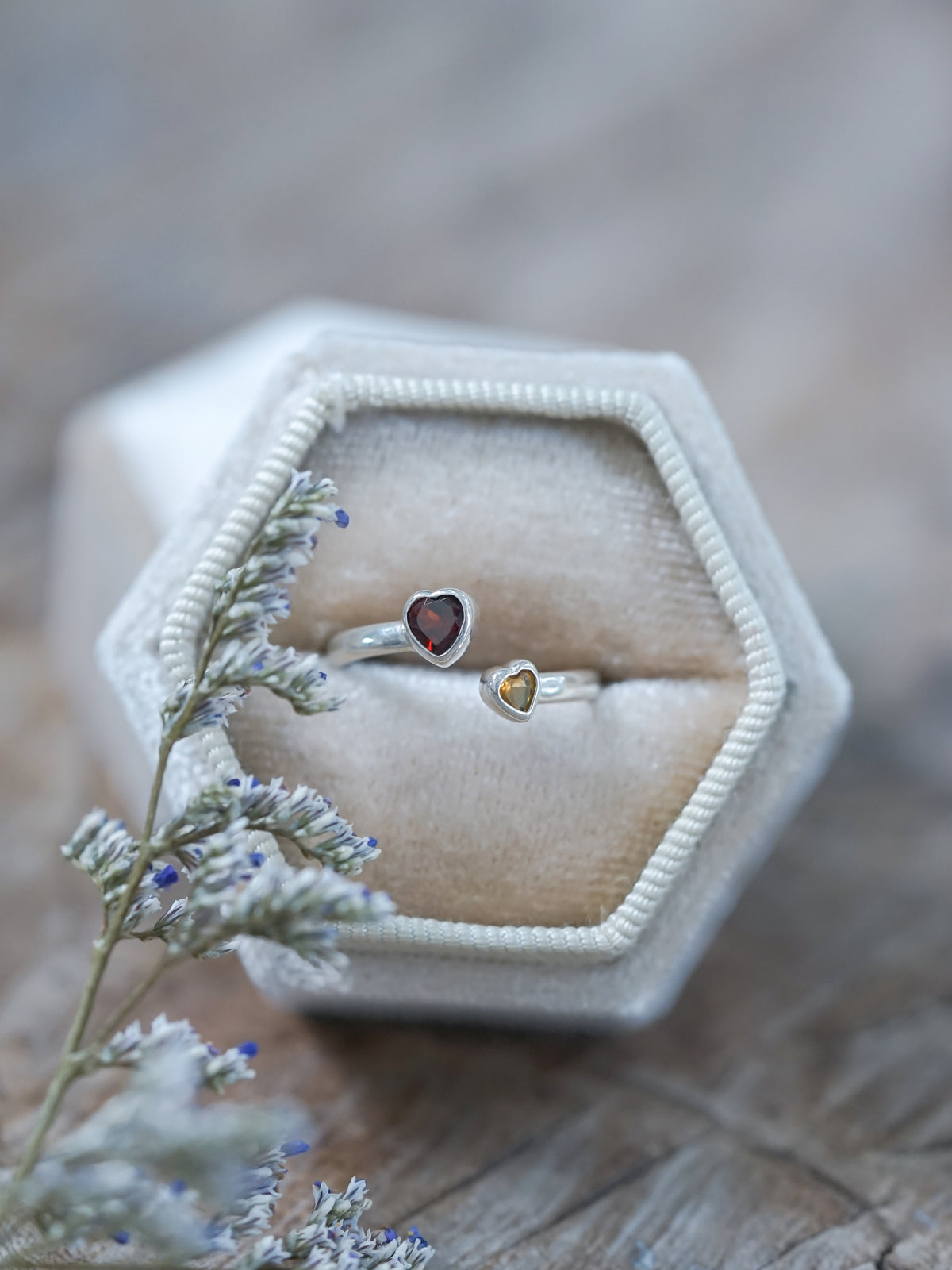 Heart Garnet and Citrine Open Ring - Gardens of the Sun | Ethical Jewelry