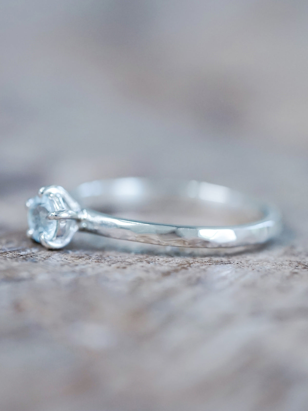 Aquamarine Hammered Ring - Gardens of the Sun | Ethical Jewelry
