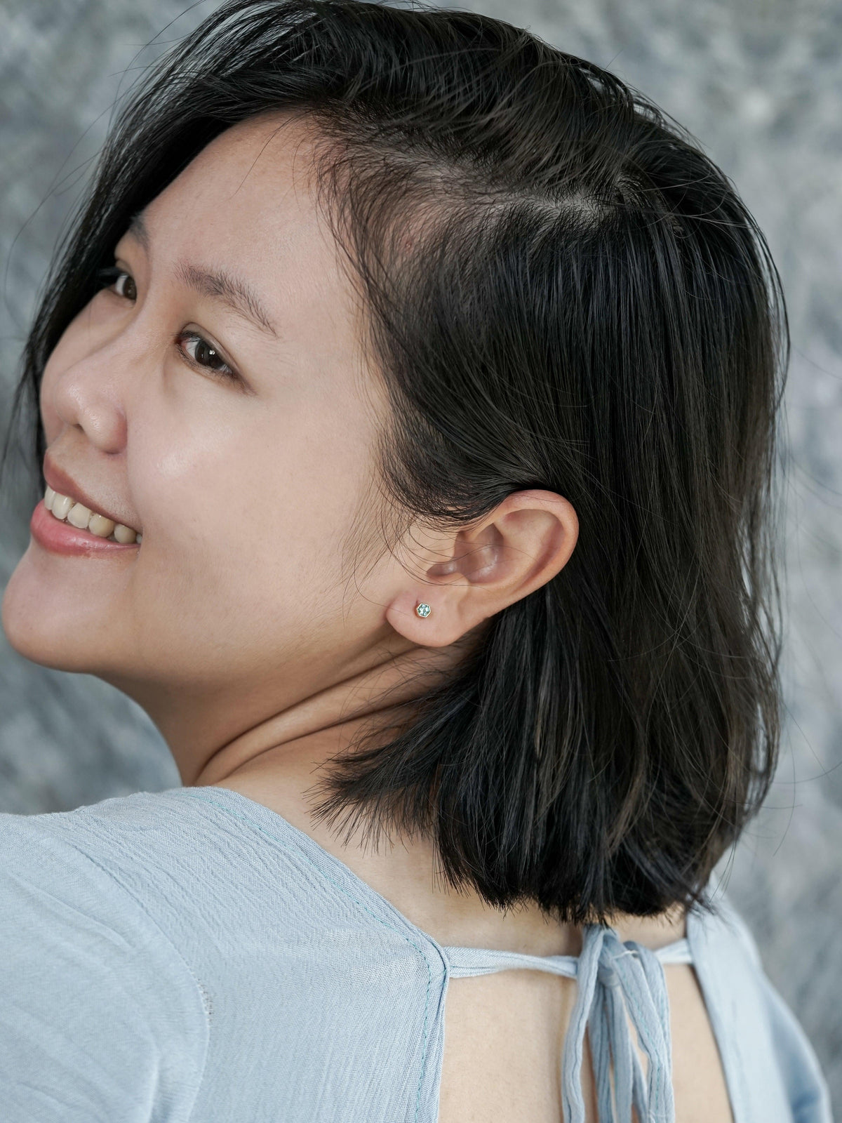 Hexagon Montana Sapphire Earrings in Ethical Gold - Gardens of the Sun | Ethical Jewelry