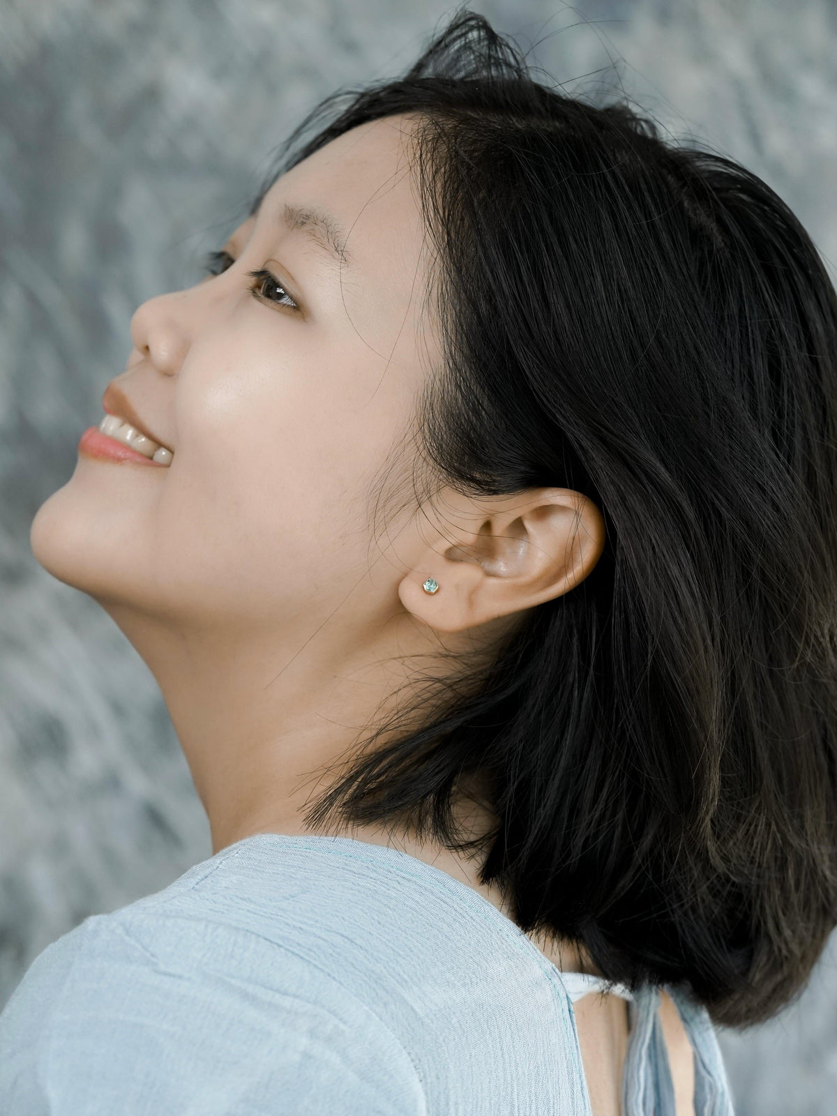 Hexagon Montana Sapphire Earrings in Ethical Gold - Gardens of the Sun | Ethical Jewelry