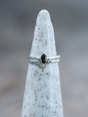 Hexagon Tourmaline and Labradorite Ring Set - Gardens of the Sun | Ethical Jewelry